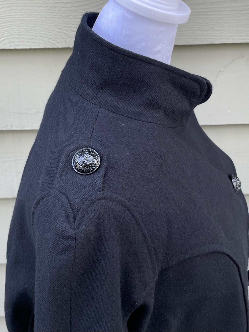 Balmain Black Military-Inspired Pea Coat size 44 / US 12 - Picture 5 of 9